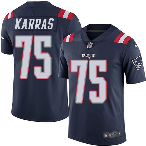Men New England Patriots #75 Ted Karras Nike Navy Vapor Limited NFL Jersey